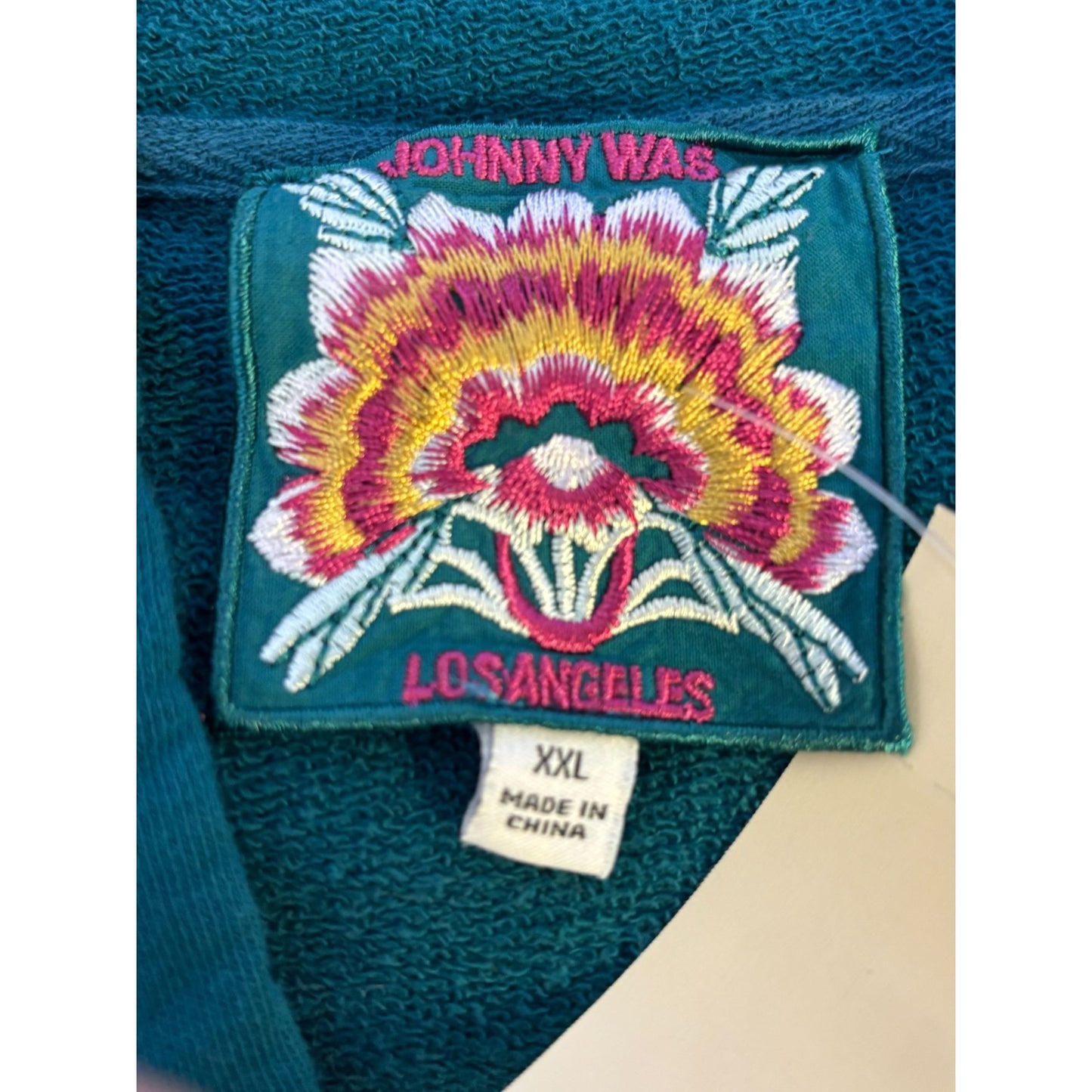 Johnny Was Green Embroidered Hoodie Jacket XXL