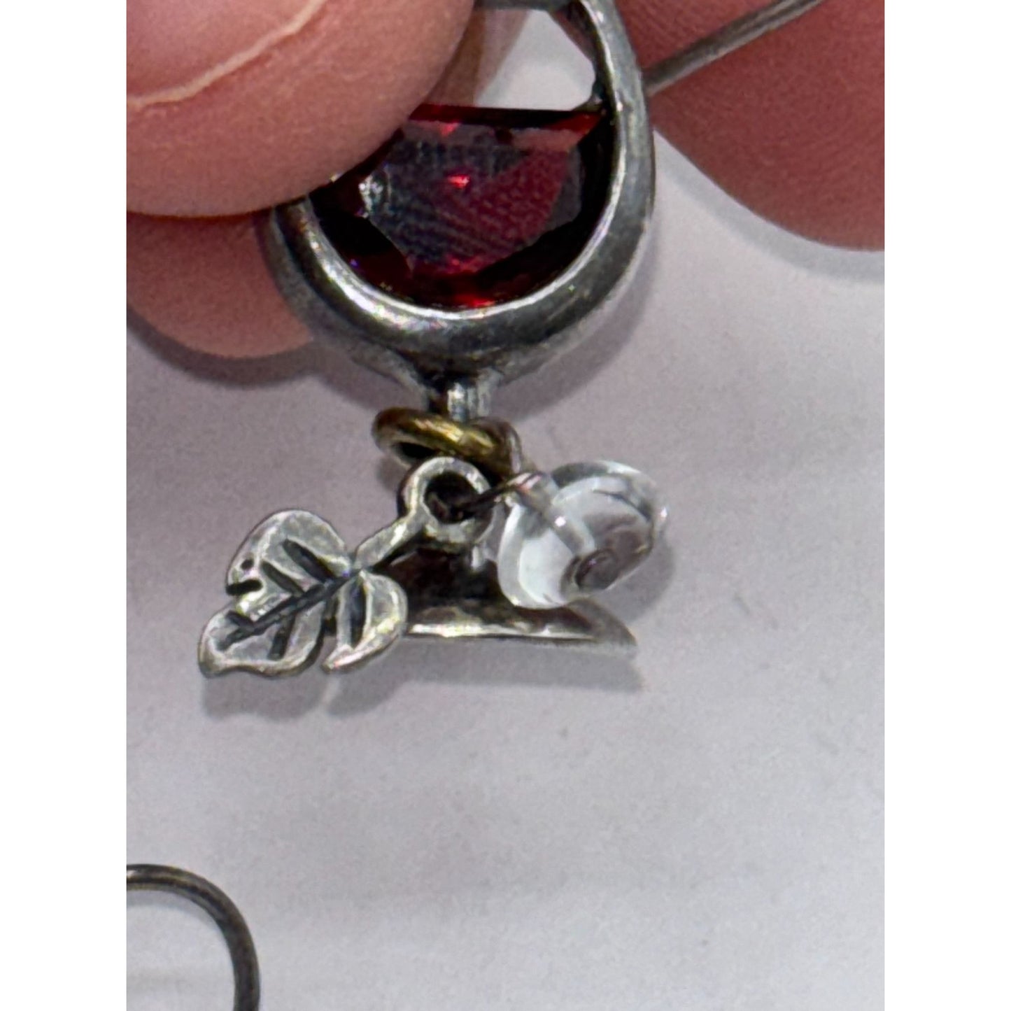 Silpada Sterling Silver 925 Earrings With Wine Glass & Charm Design