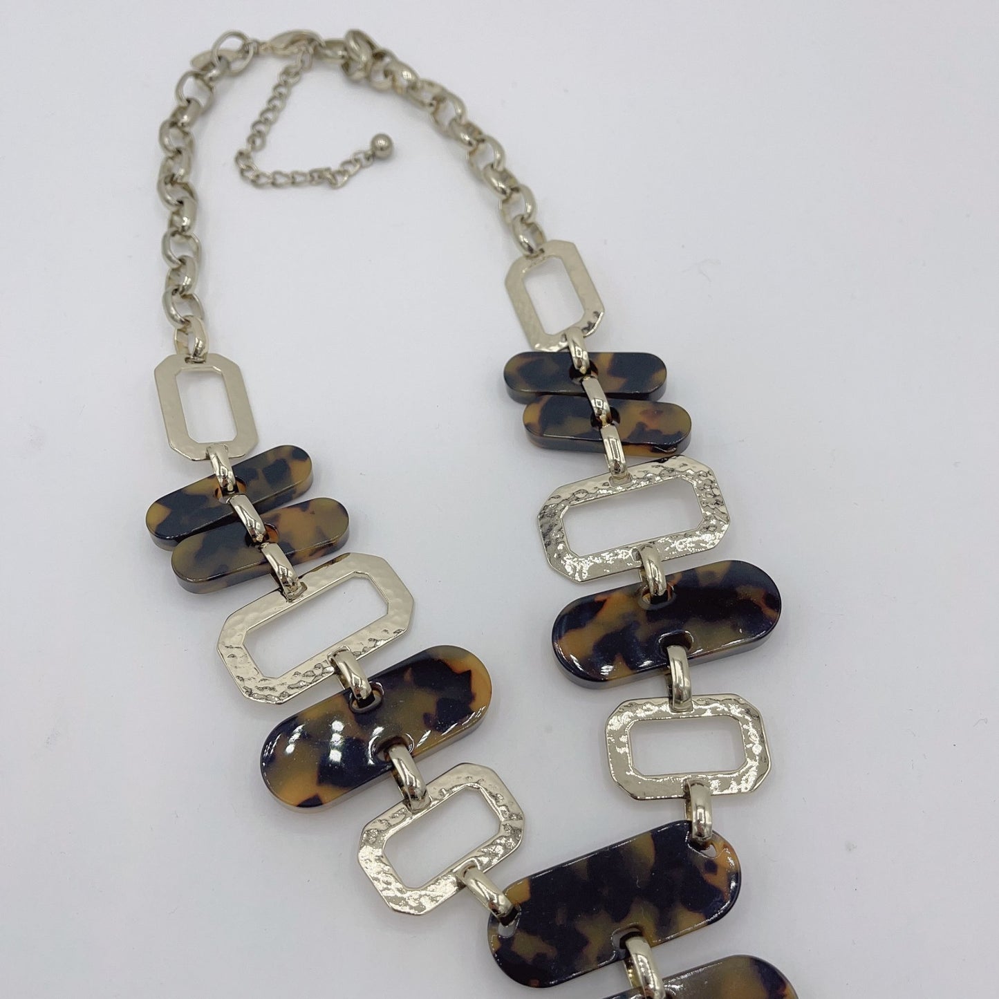 Chico's Gold Tone Brown Tortoise Shell Oval Necklace Chunky
