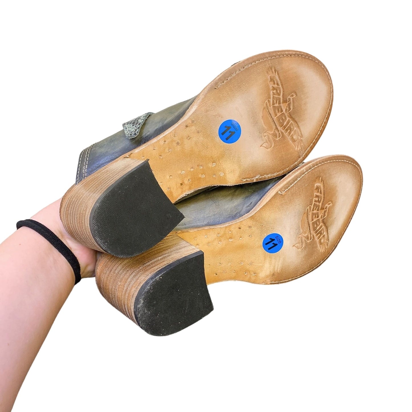 Freebird Leather Green Grey Snake Leather Sandal 11