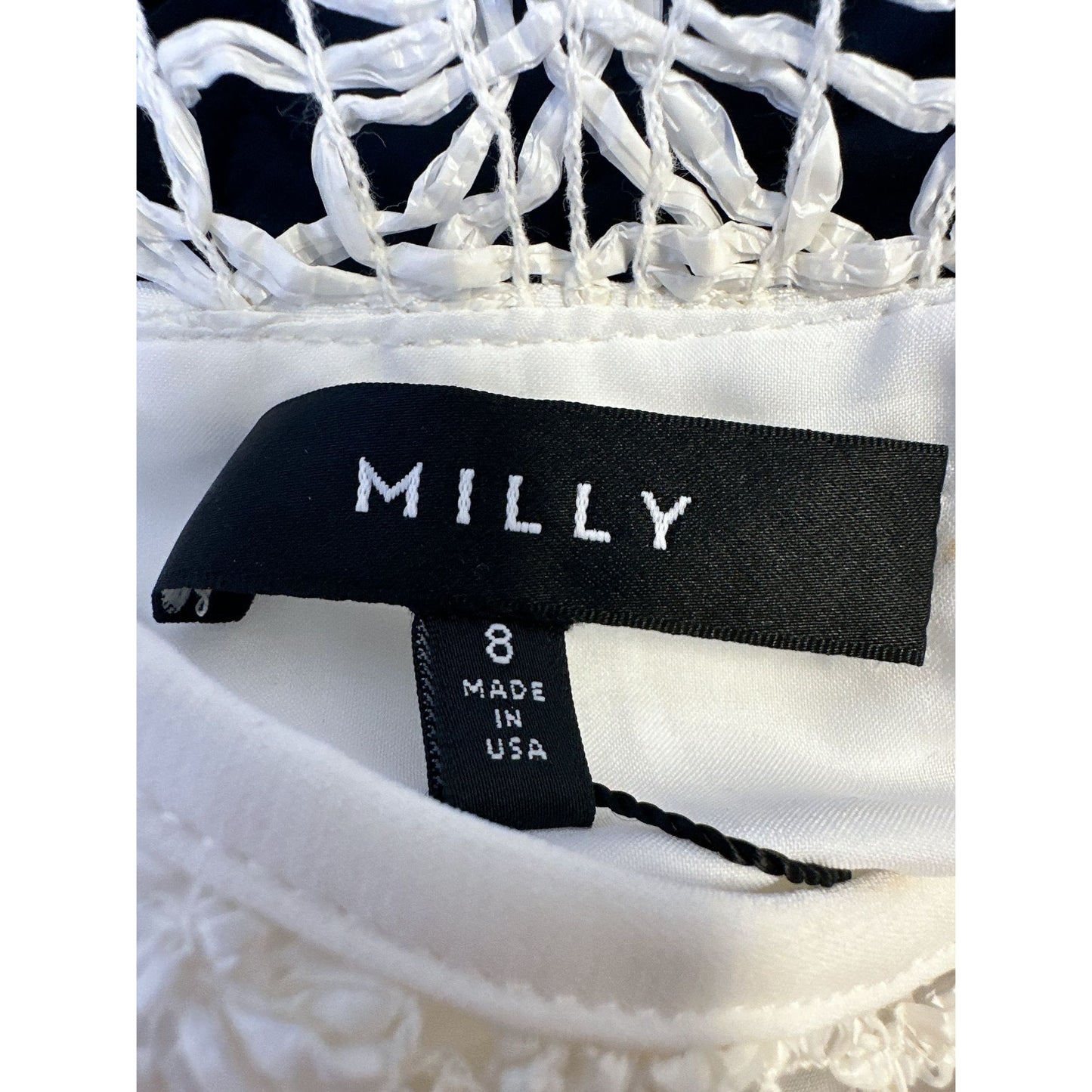 NWT Milly Lace Yoke White Short Sleeve Top Size 8