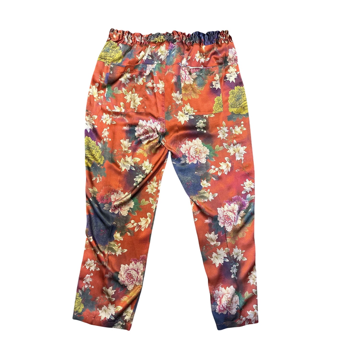 Johnny Was Vintage Floral Print Silk Blend Pants w/Side Stripes Size L