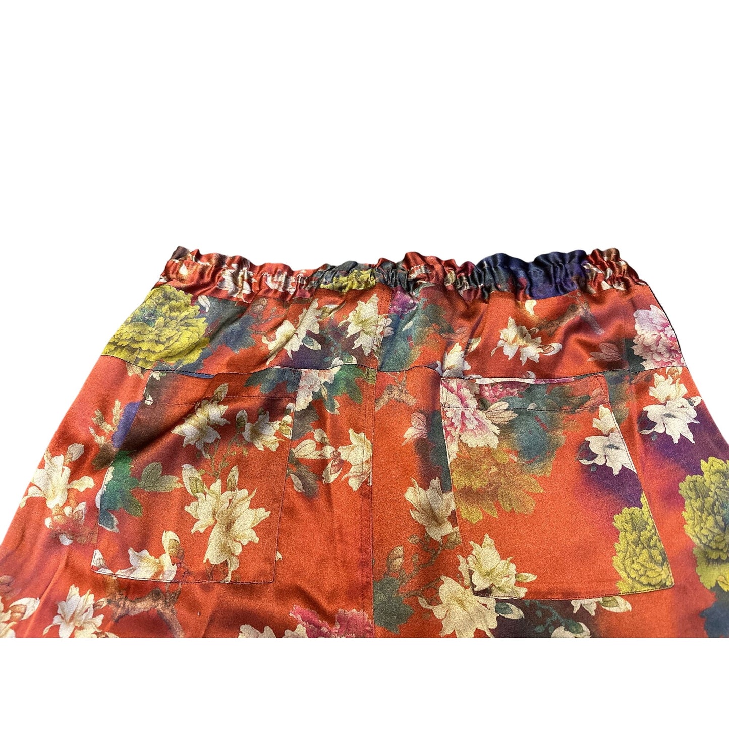 Johnny Was Vintage Floral Print Silk Blend Pants w/Side Stripes Size L