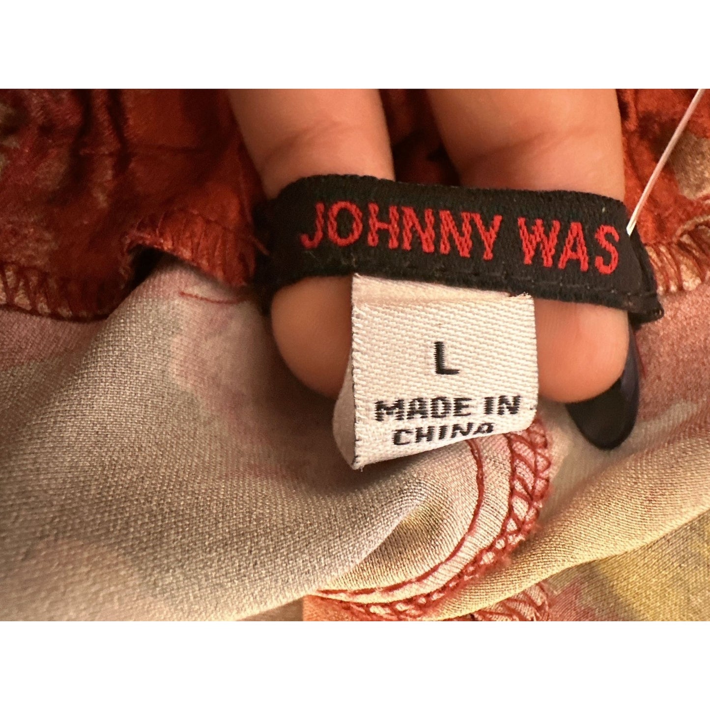 Johnny Was Vintage Floral Print Silk Blend Pants w/Side Stripes Size L