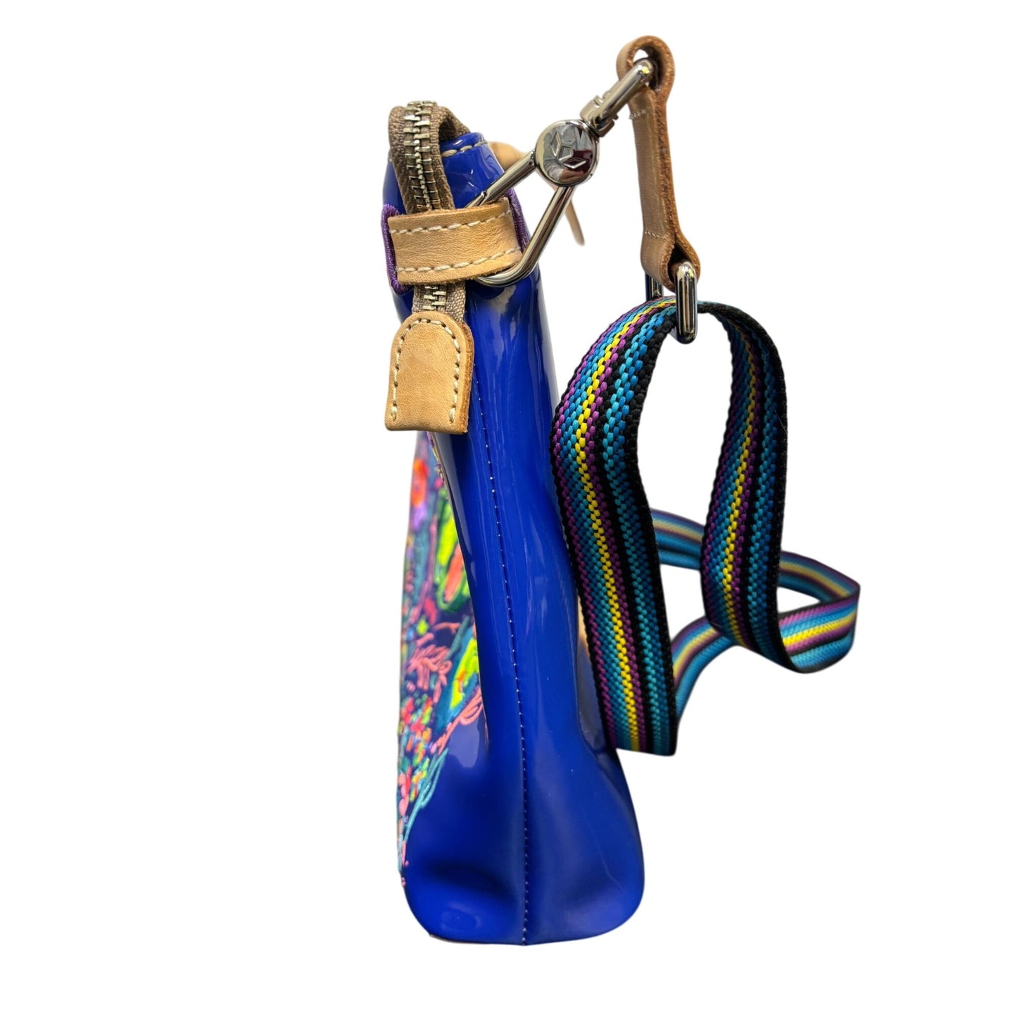 Consuela Crossbody Bag Blue Multi With Floral Embroidery