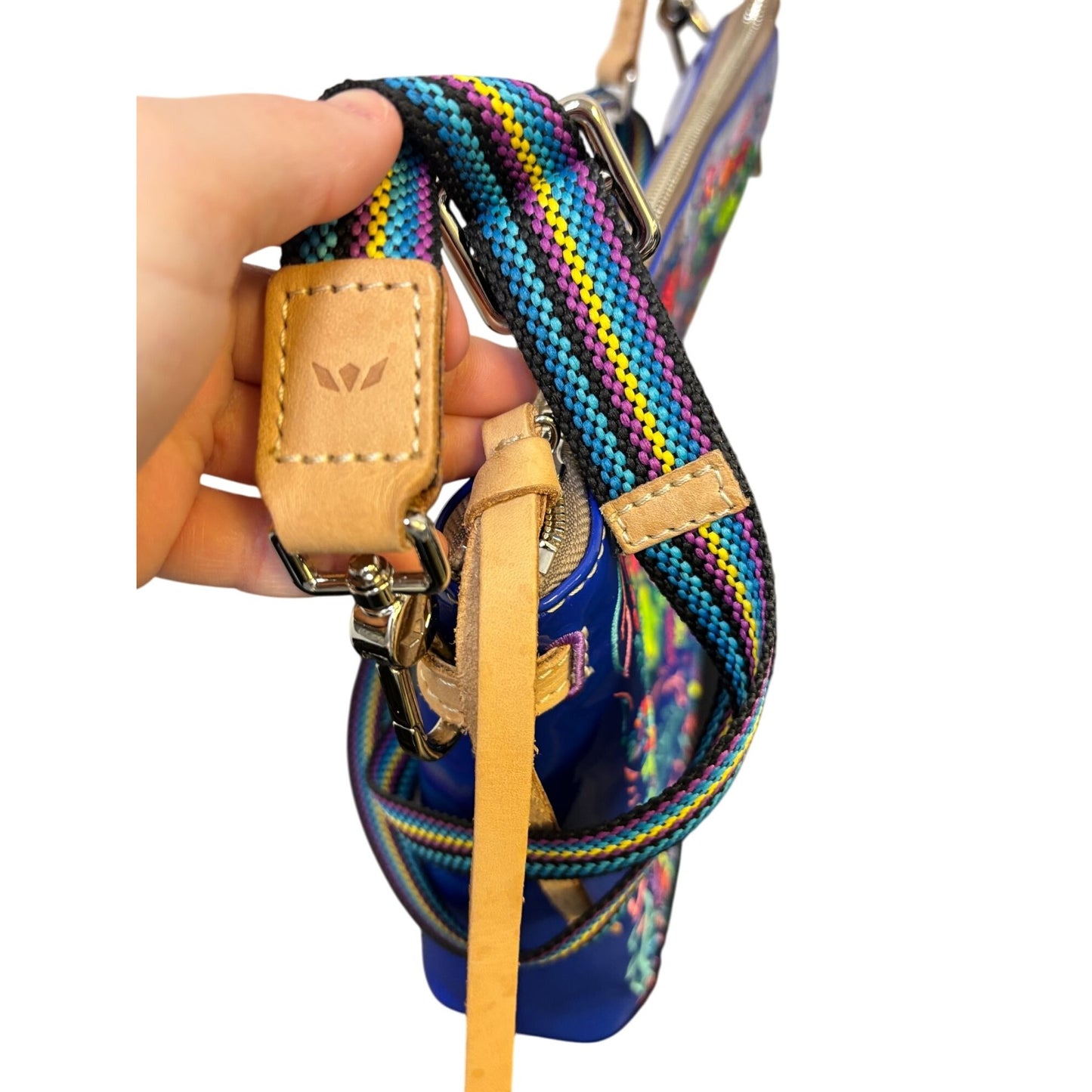 Consuela Crossbody Bag Blue Multi With Floral Embroidery