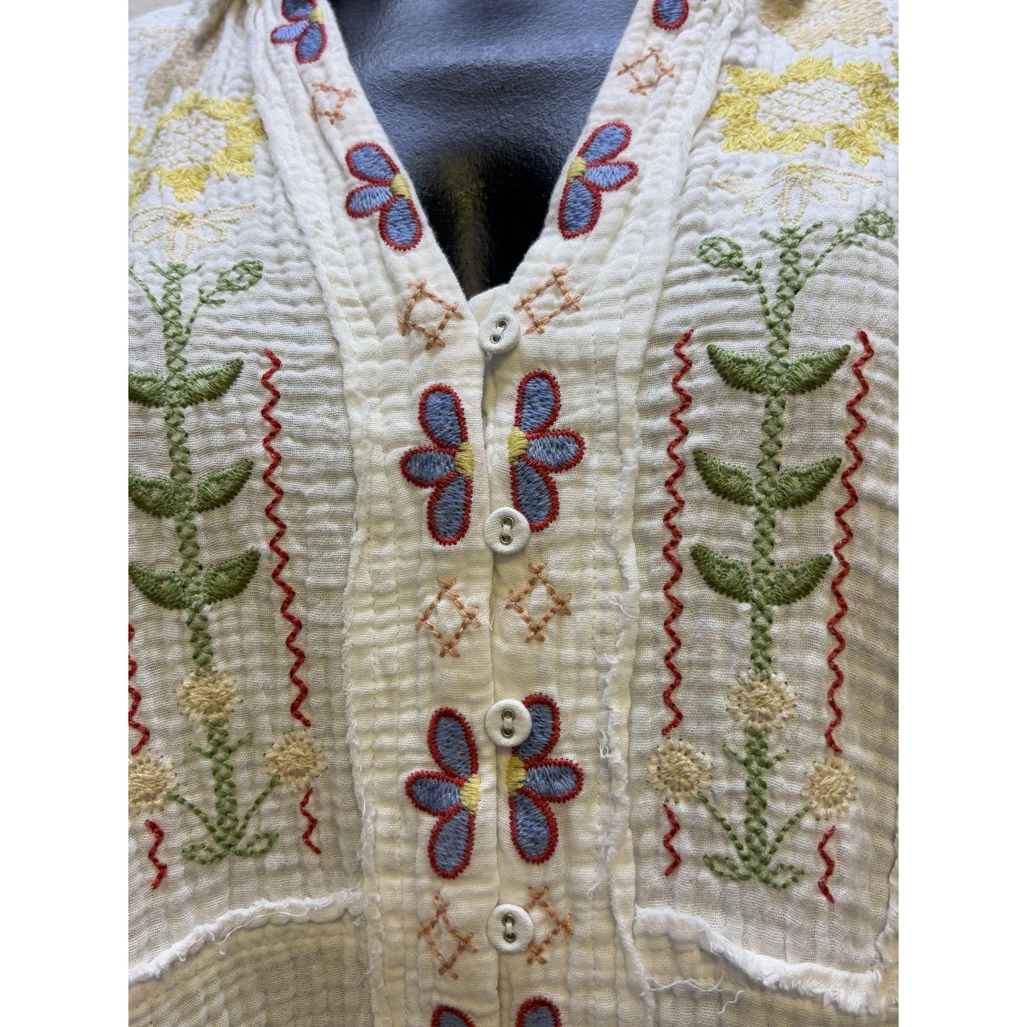 Biya Johnny Was Embroidered Floral Blouse White M