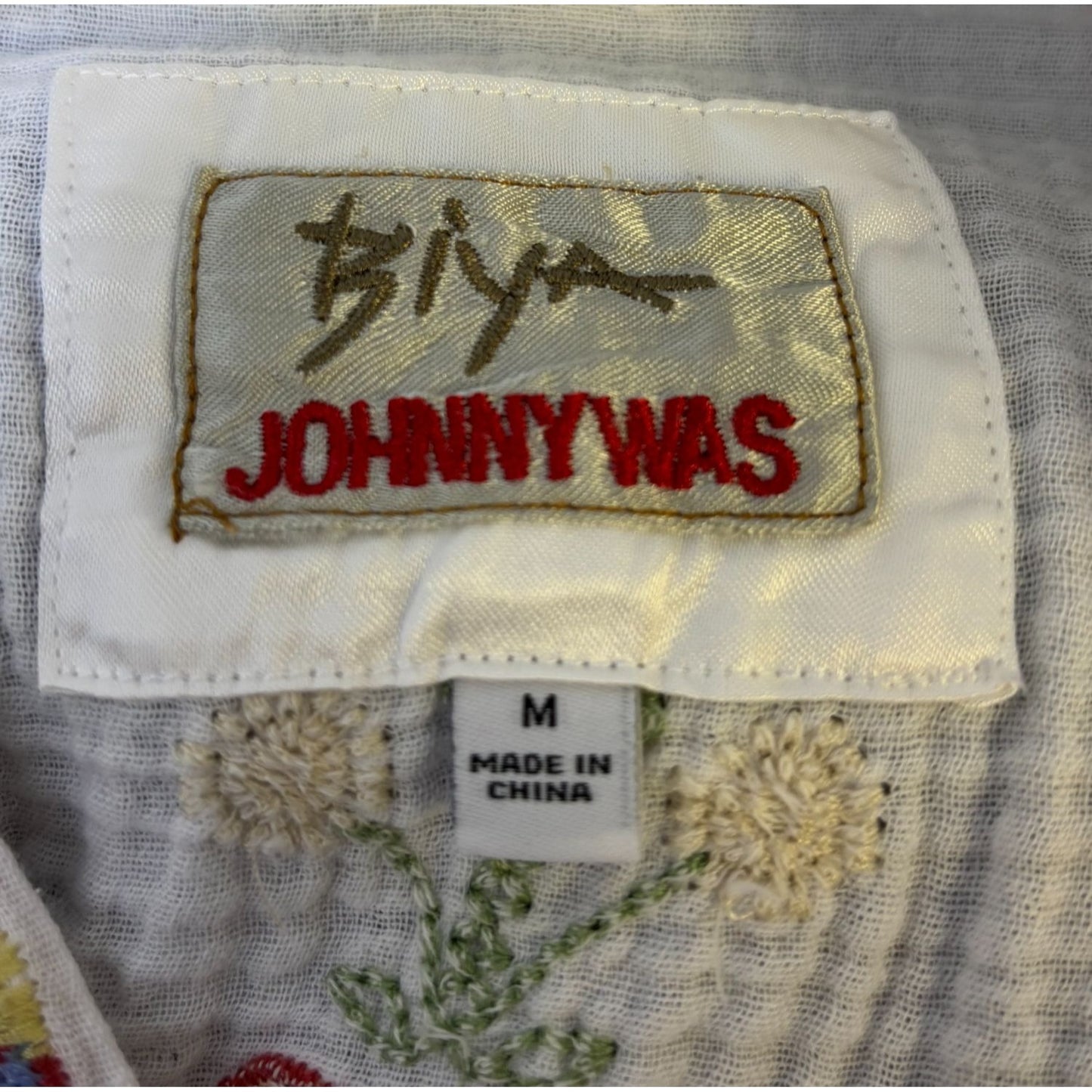 Biya Johnny Was Embroidered Floral Blouse White M