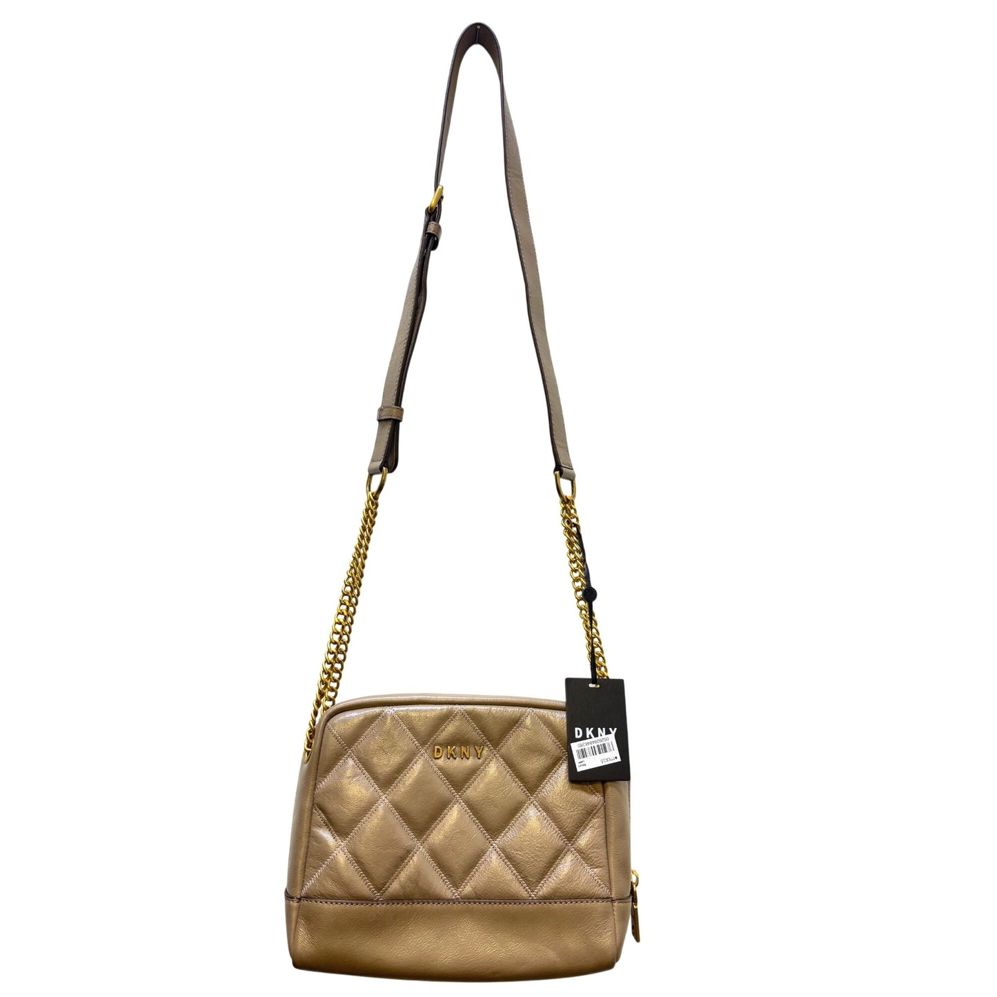NWT DKNY Quilted Leather Crossbody Bag Gold Chain Strap