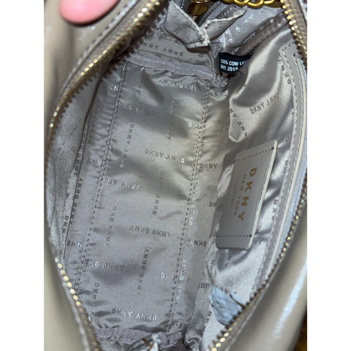 NWT DKNY Quilted Leather Crossbody Bag Gold Chain Strap