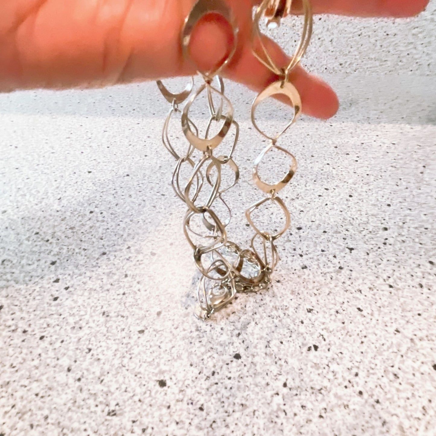 Chico's Silver Large Open Chain Link Necklace Long