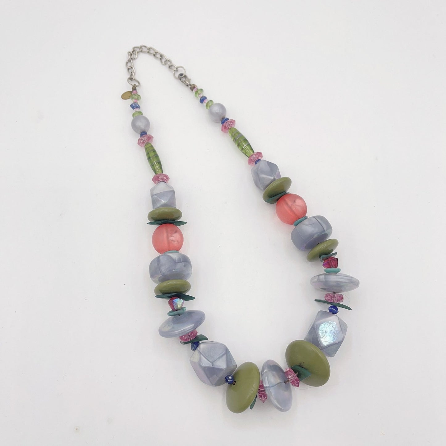 Teresa Goodall Beaded Signed Chunky Soft Colors Necklace Medium