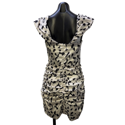 Lulus White & Black Ruched Sleeveless Mini Dress With Cowl Neck M