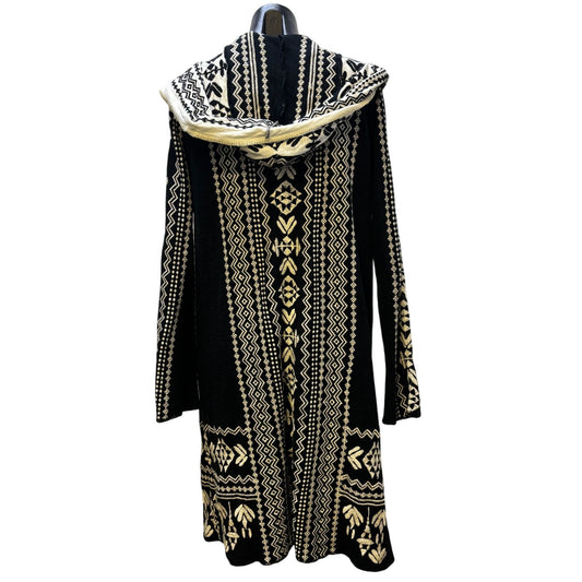 Biya Johnny Was Embroidered Hooded Cardigan Black & White Open Front S