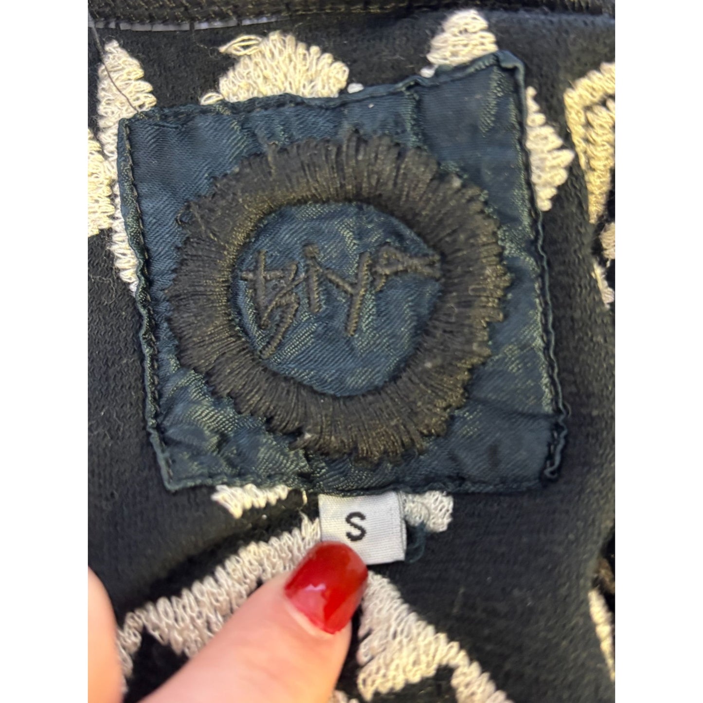 Biya Johnny Was Embroidered Hooded Cardigan Black & White Open Front S