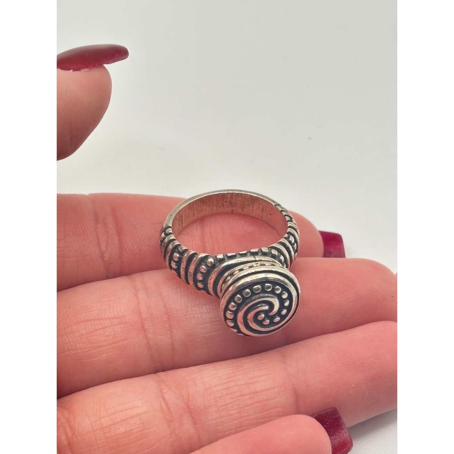 Vintage James Avery Tribal African Beaded Swirl Sterling Silver Ring
