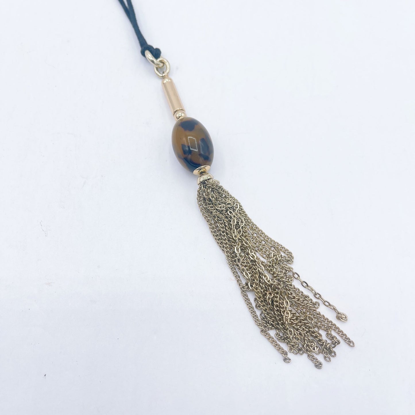 Chico's Brown Ball Pendant Tassel Necklace Long