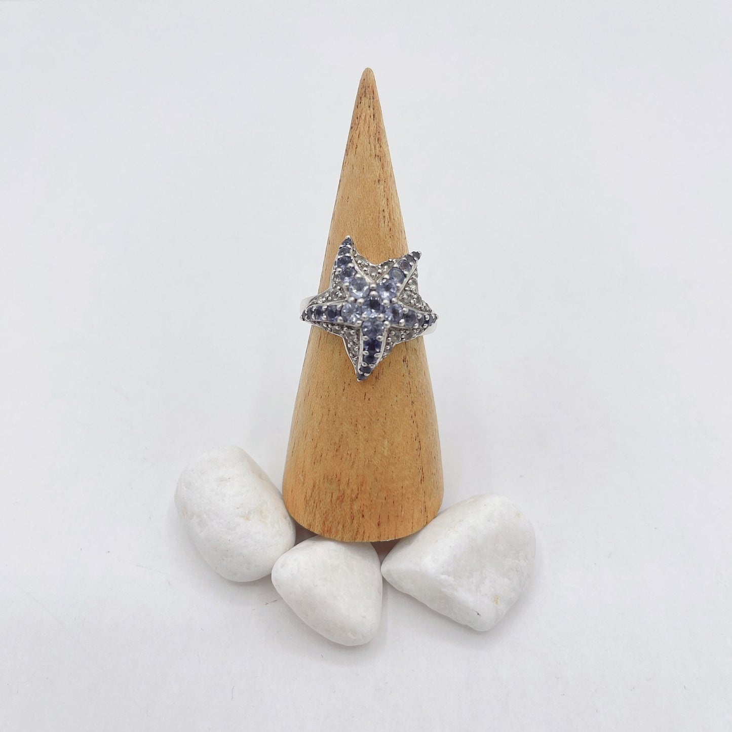 Crystal 925 Silver Star Ring size 8.5