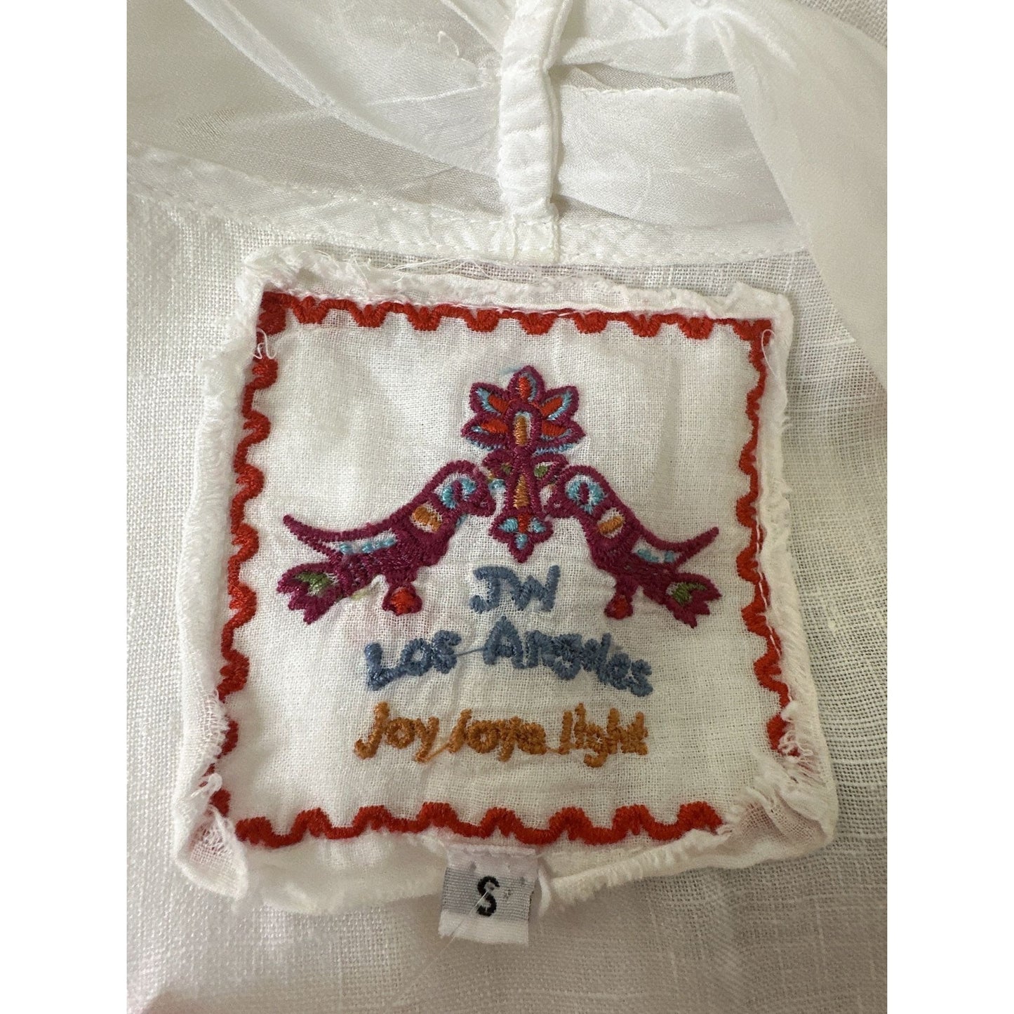 Johnny Was White Linen Open Front Cardigan w/Floral Embroidery