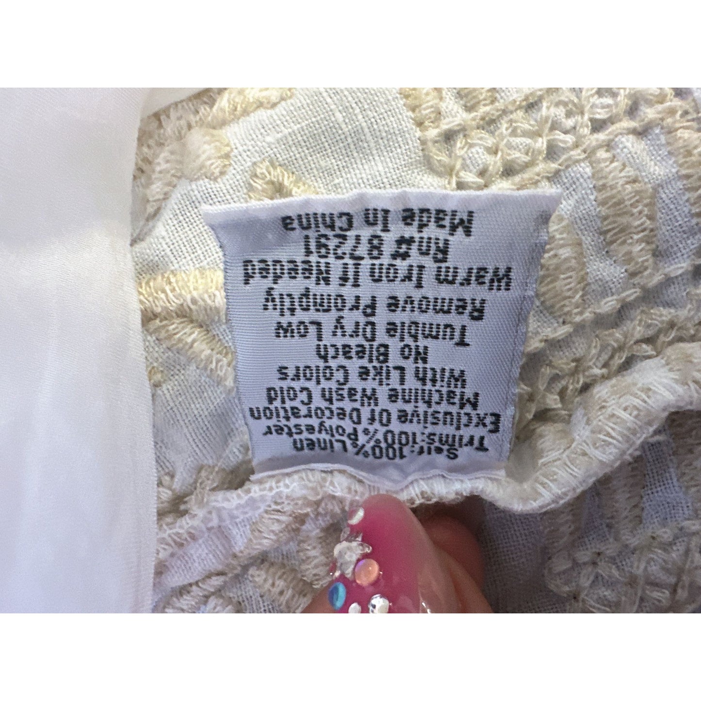 Johnny Was White Linen Open Front Cardigan w/Floral Embroidery