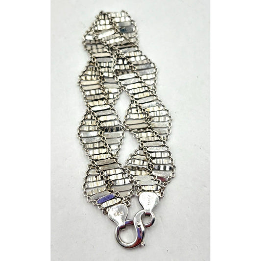 Vintage Italian Wide Flexible Sterling Silver 925 Bracelet