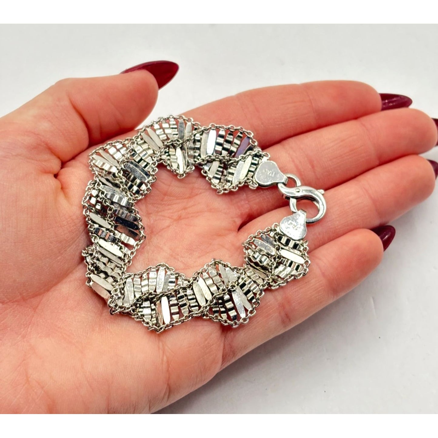 Vintage Italian Wide Flexible Sterling Silver 925 Bracelet