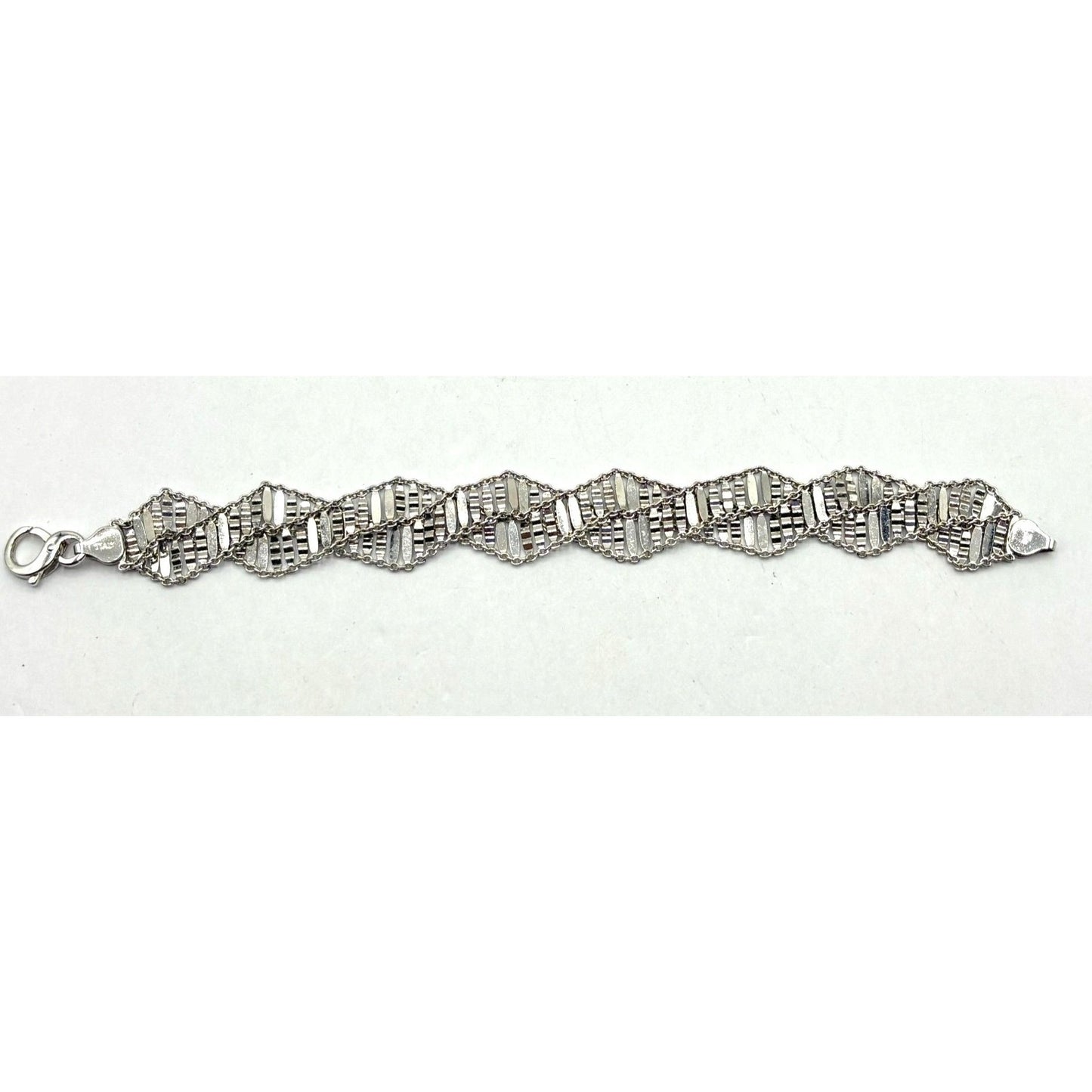 Vintage Italian Wide Flexible Sterling Silver 925 Bracelet