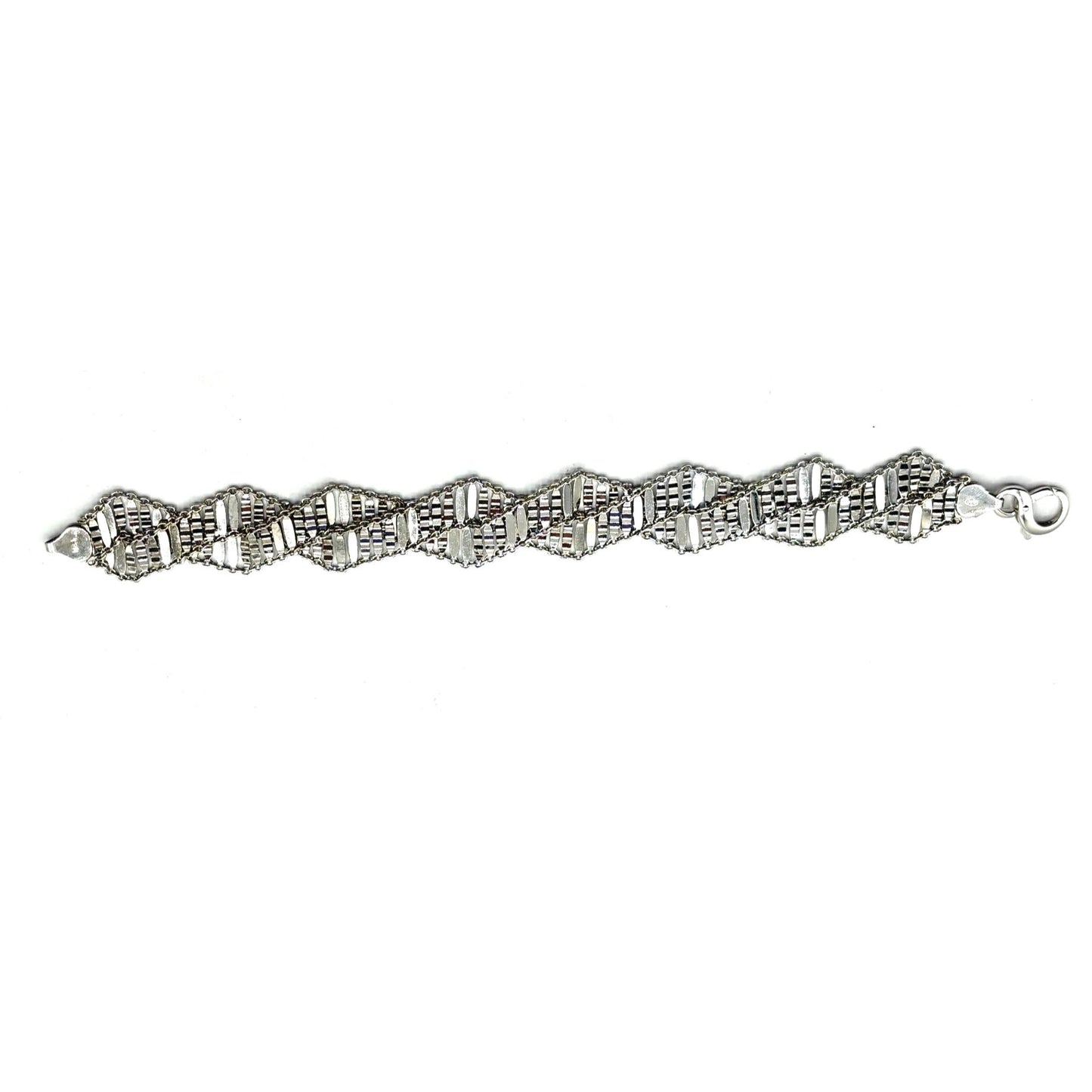 Vintage Italian Wide Flexible Sterling Silver 925 Bracelet