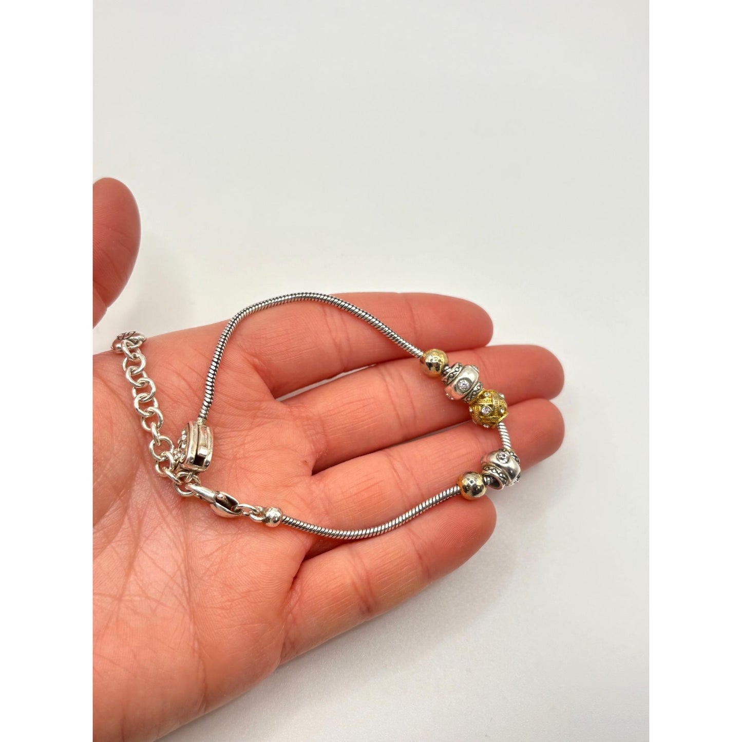 Brighton Bracelet With Heart & Beaded Charms Silver & Gold-Tone