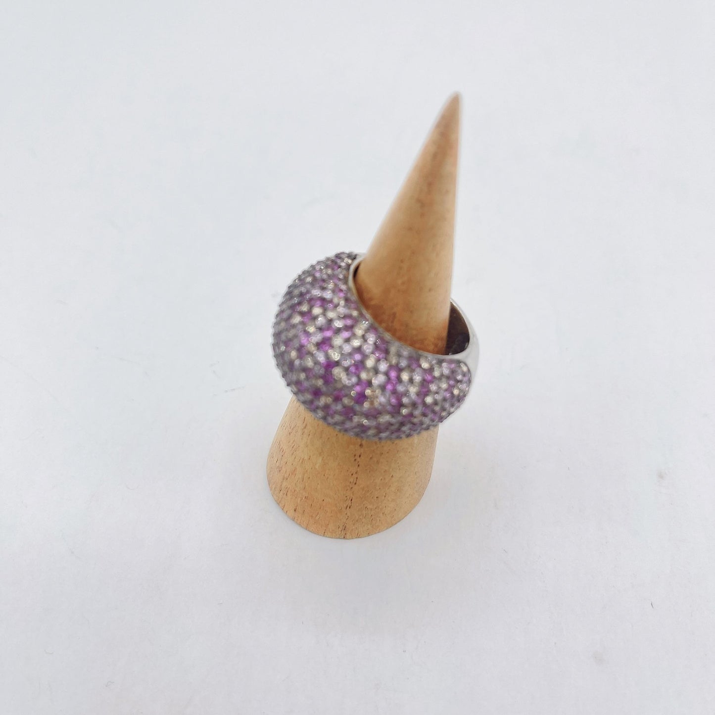 Crystals Pink Large 925 Silver Ring size 8