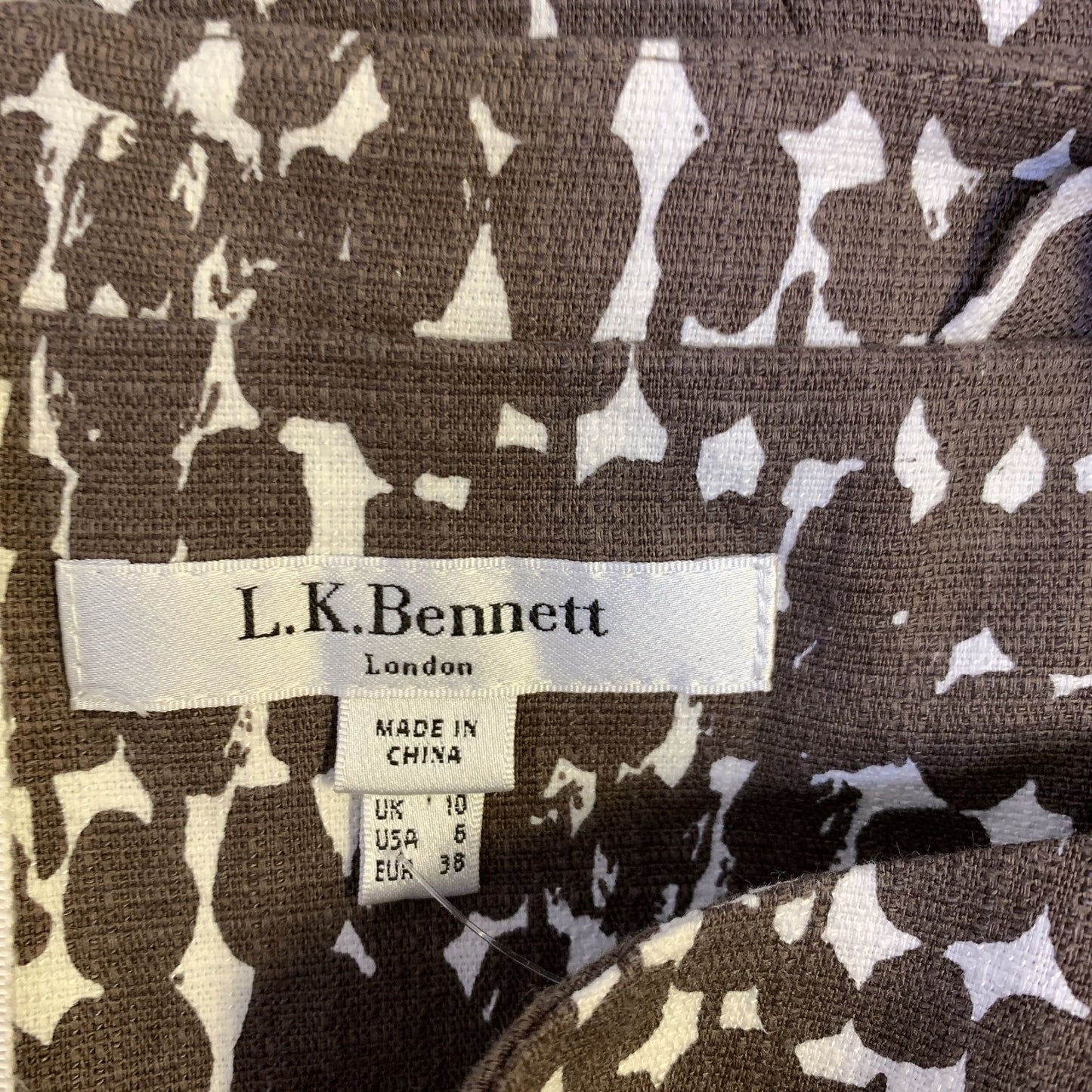 *L. K. Bennett Brown & White Short Sleeve Dress Size 6