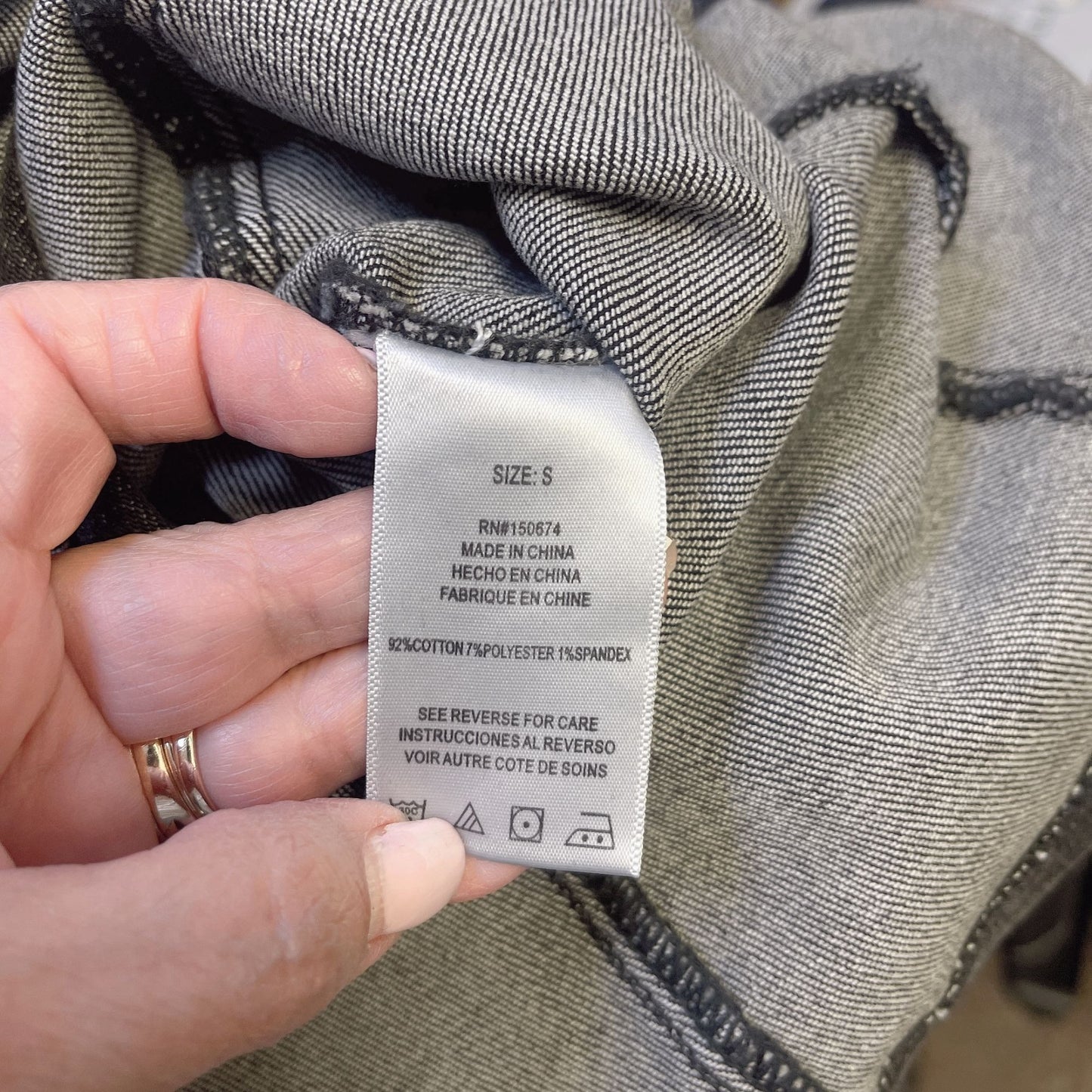 Wash Lab Dk Grey Denim Belted Button Dress Size S