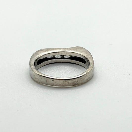 Sterling Silver 925 CZ Band Ring With Curved Design