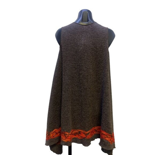 NWT Naturalnie Podlasek Handmade Brown w/Orange & Red Embroidery Vest Size Mediu