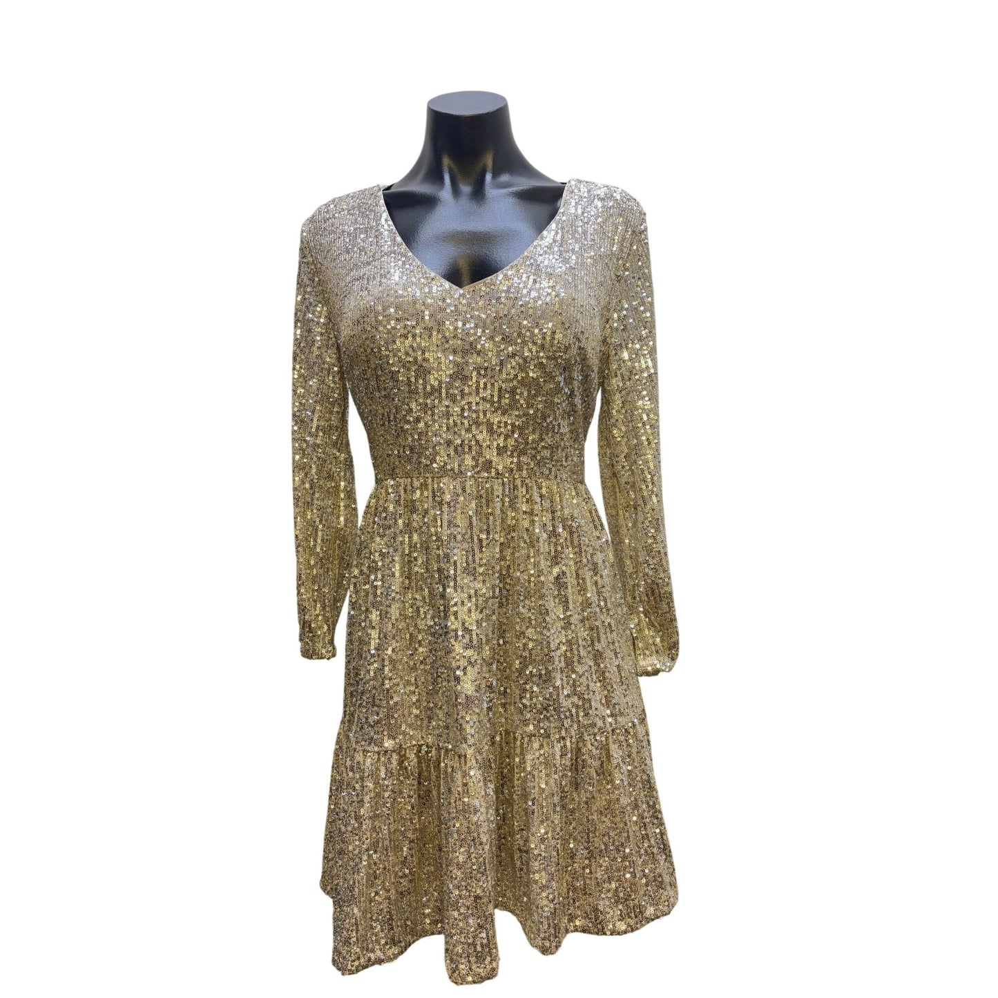 NWT Vineyard Vines Sequin Tiered Dress Silver S