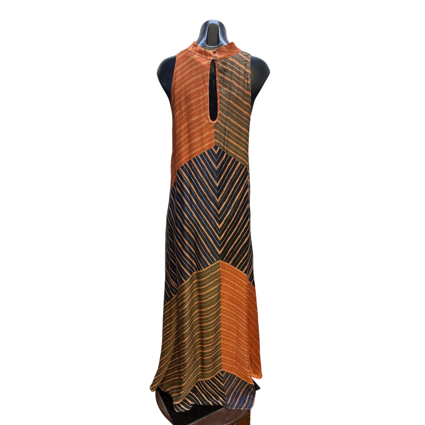Farm for Anthropologie Orange, Green, & Blue Maxi Dress Size Large
