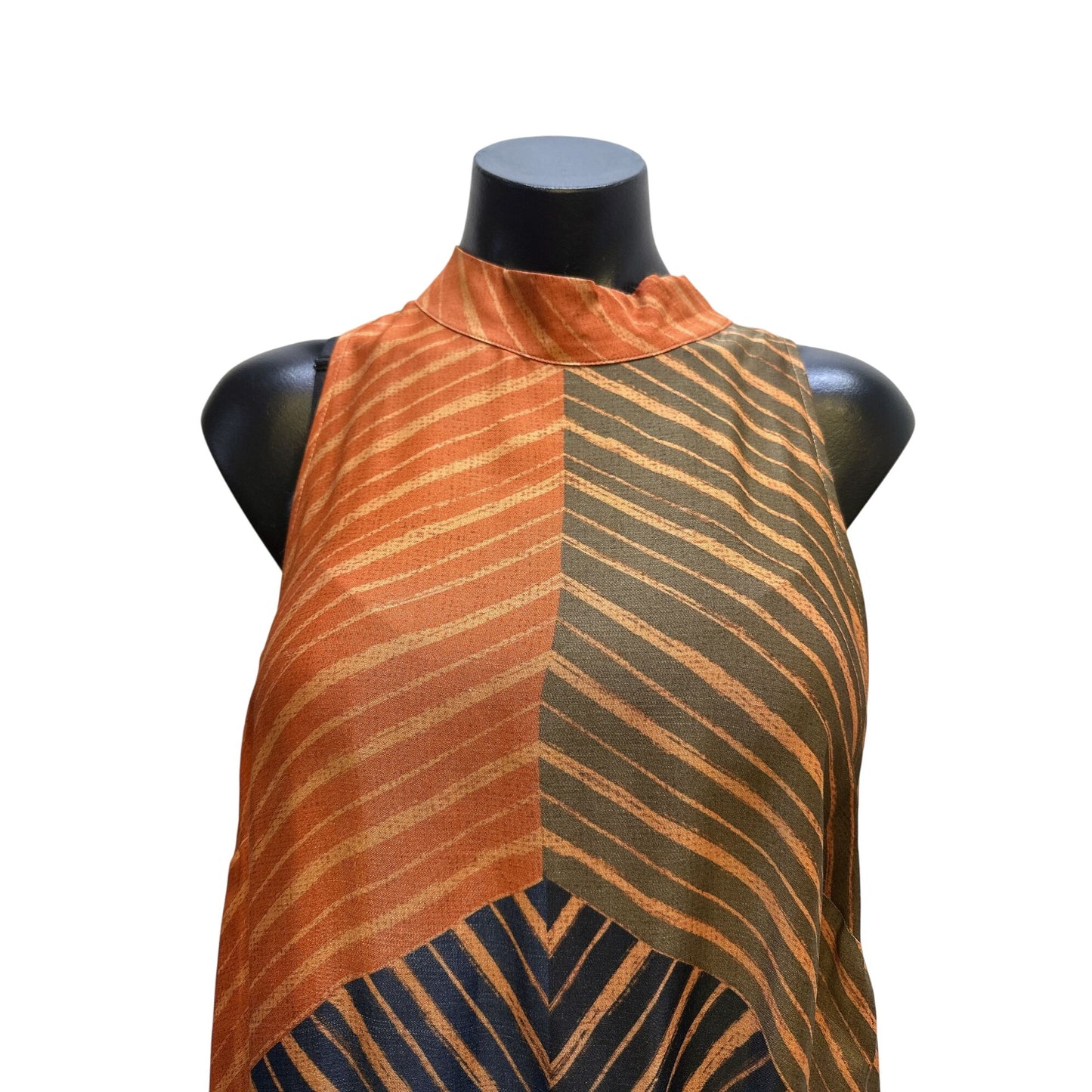 Farm for Anthropologie Orange, Green, & Blue Maxi Dress Size Large