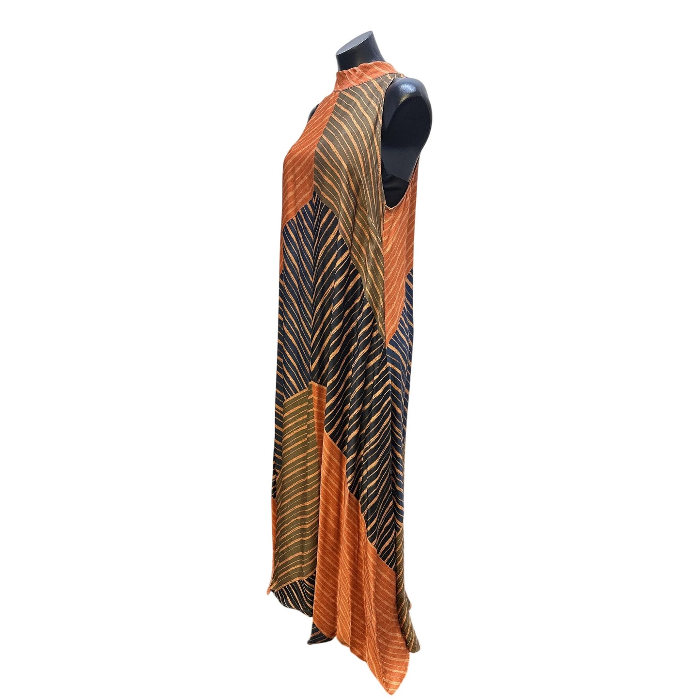 Farm for Anthropologie Orange, Green, & Blue Maxi Dress Size Large