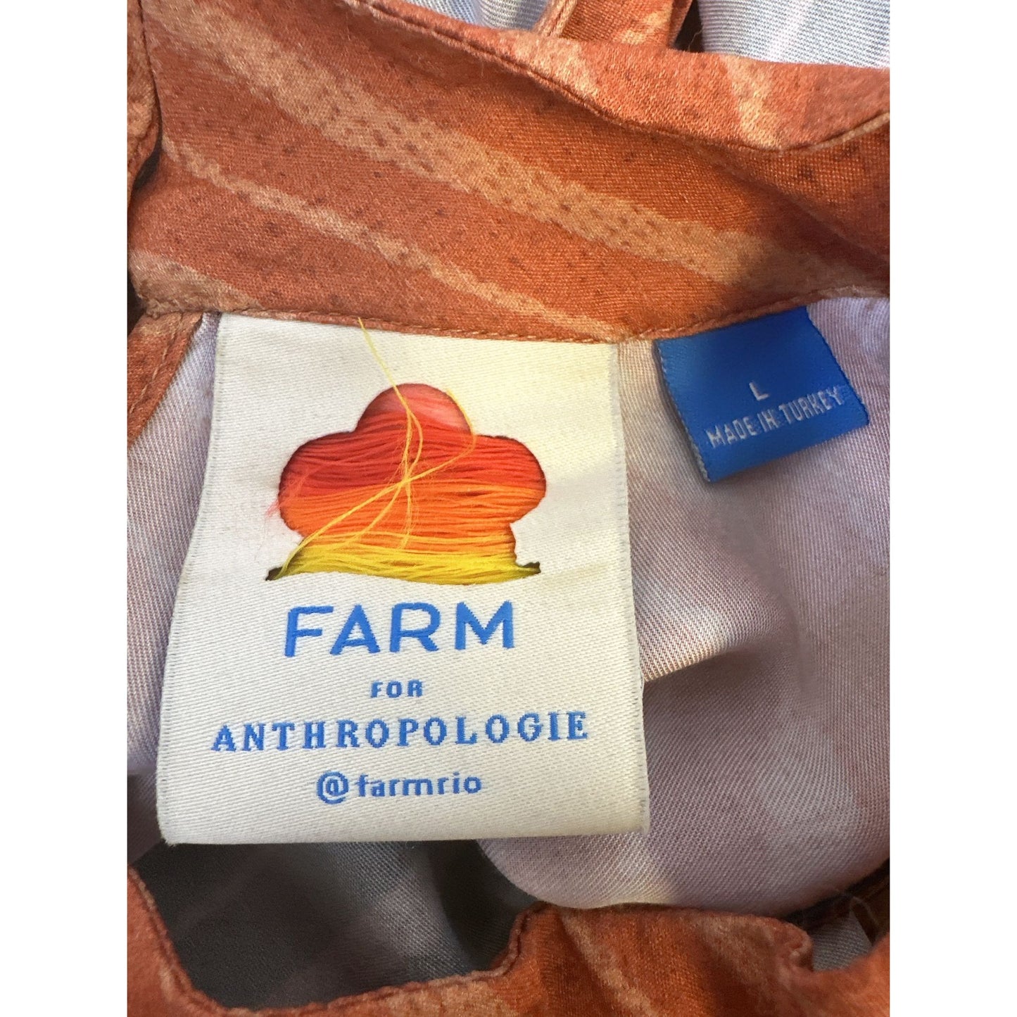 Farm for Anthropologie Orange, Green, & Blue Maxi Dress Size Large