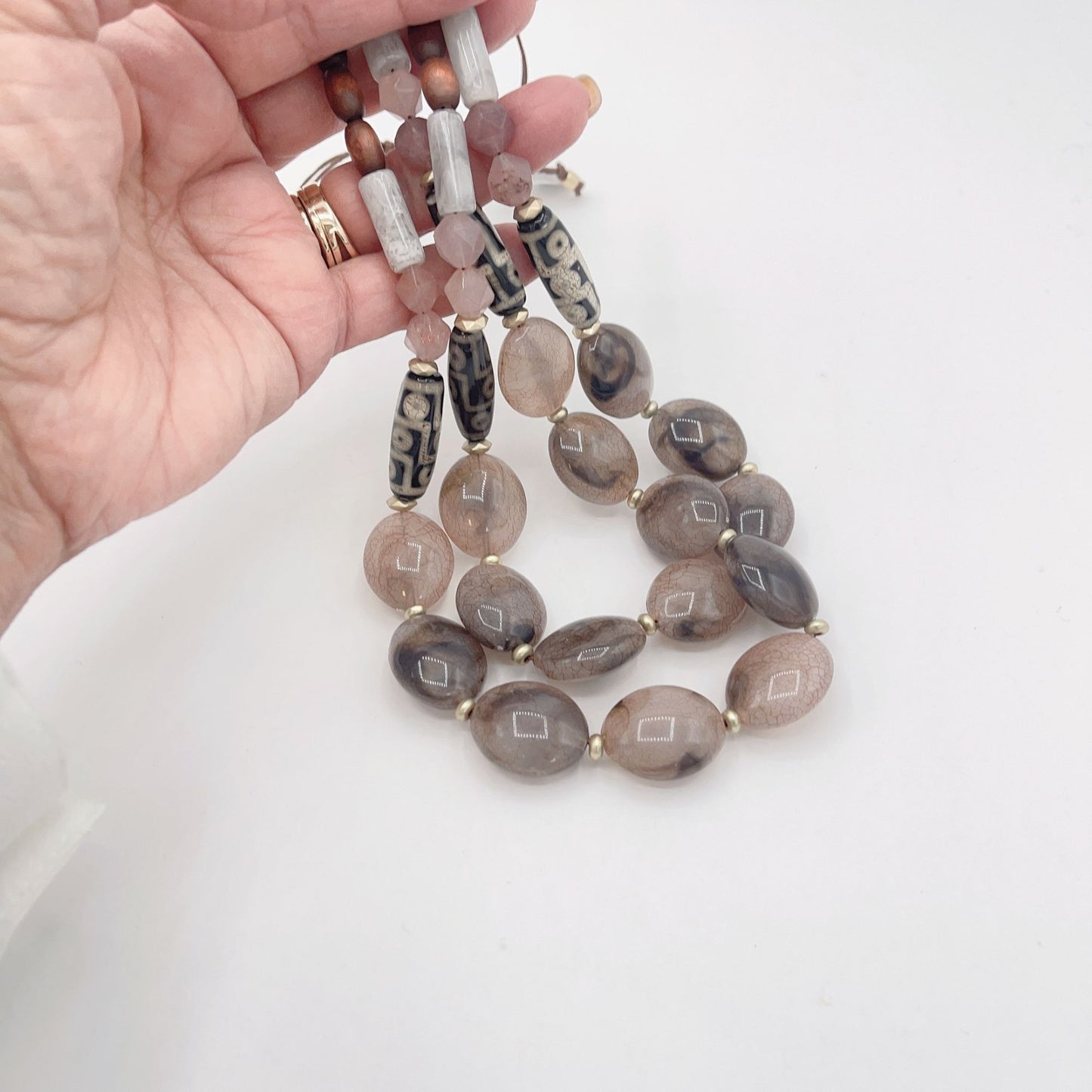 J Jill Semi-Precious Levander Wooden Stones Necklace Medium