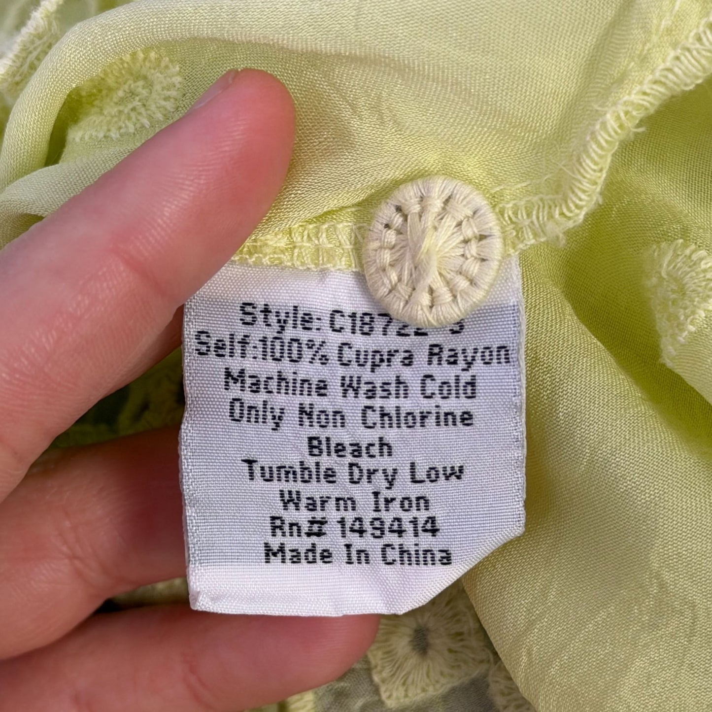 NWT Johnny Was Baez Phaedra Lime Blouse With Button Front Size S