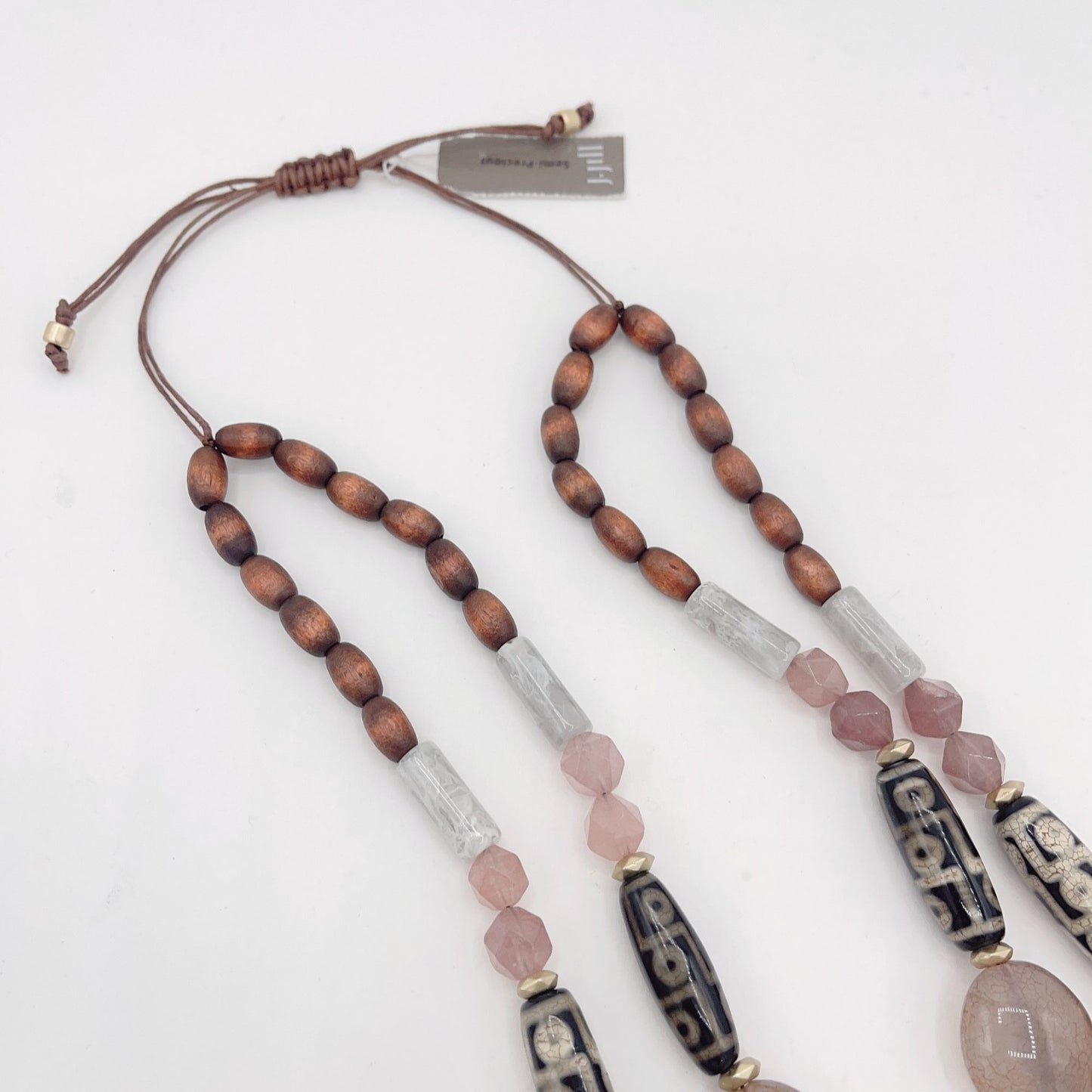 J Jill Semi-Precious Levander Wooden Stones Necklace Medium