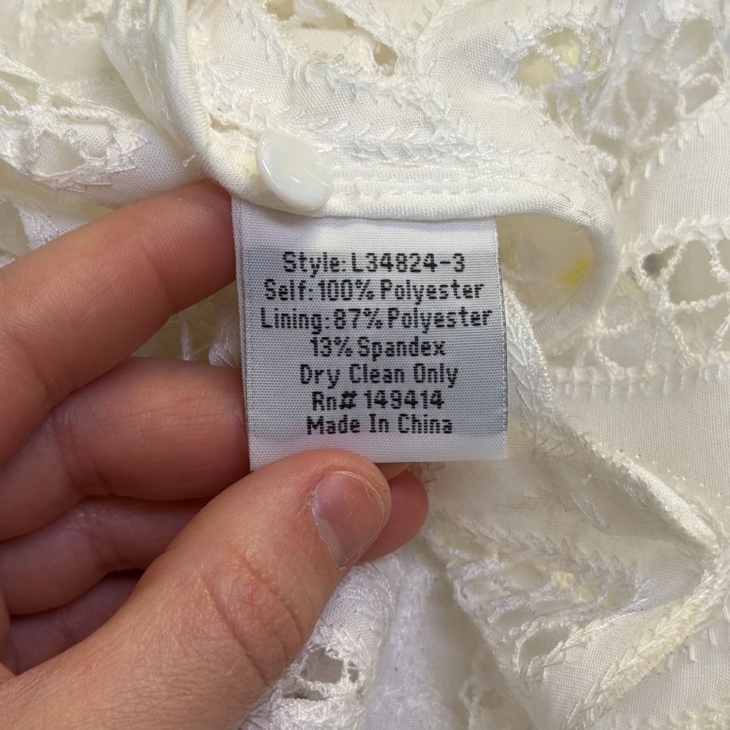 Johnny Was Jade White Floral Lace Dress & Slip Lined M