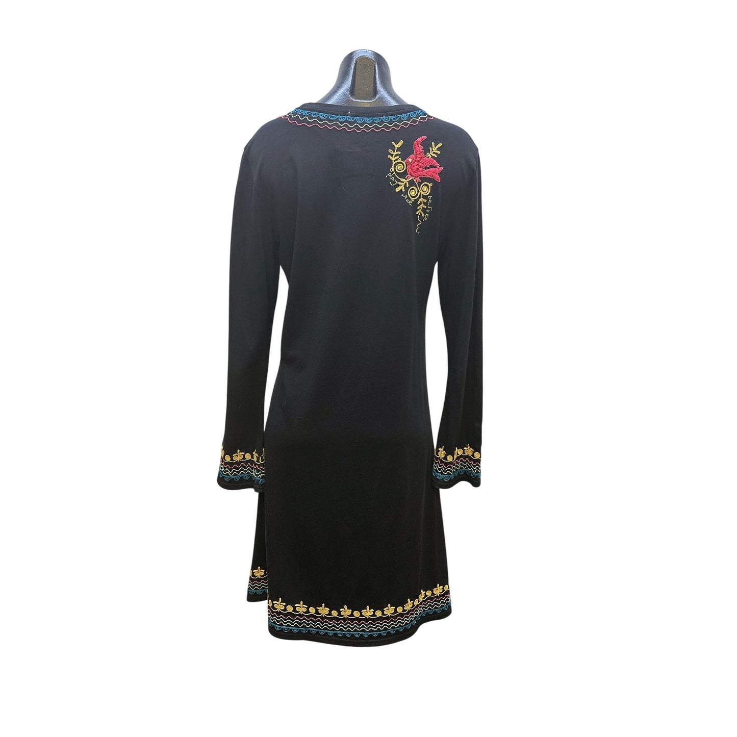 Double D Ranch Black Long Sleeve Embroidered Dress w/Floral accents