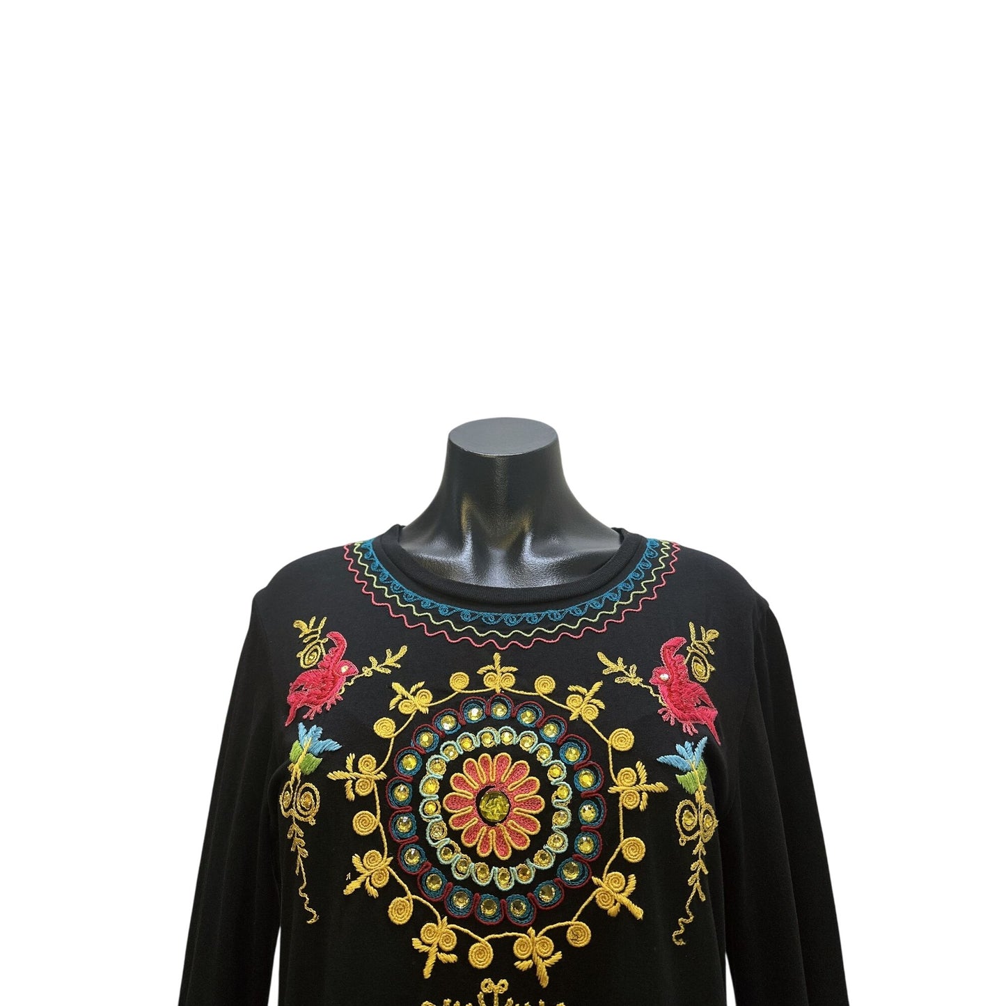 Double D Ranch Black Long Sleeve Embroidered Dress w/Floral accents