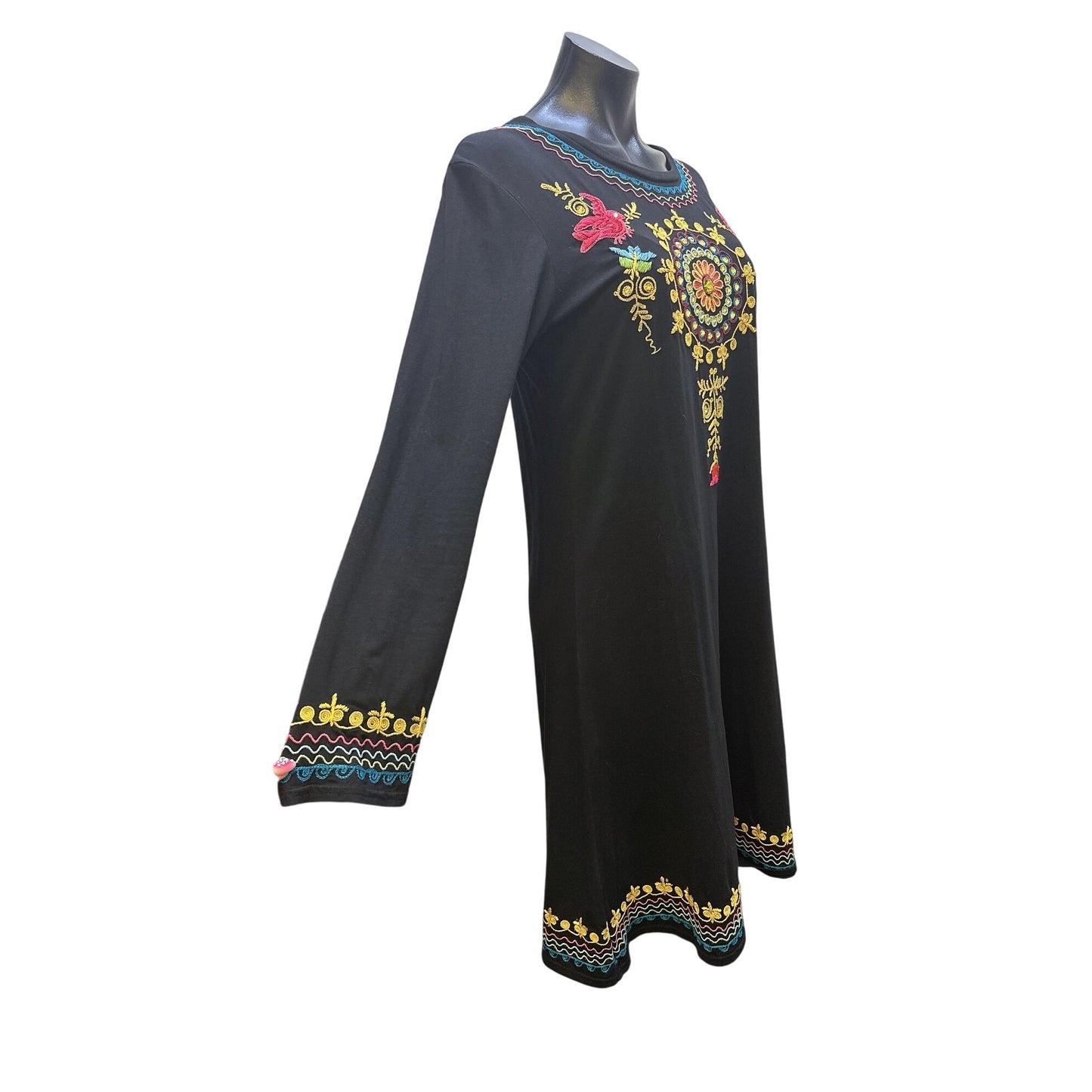 Double D Ranch Black Long Sleeve Embroidered Dress w/Floral accents