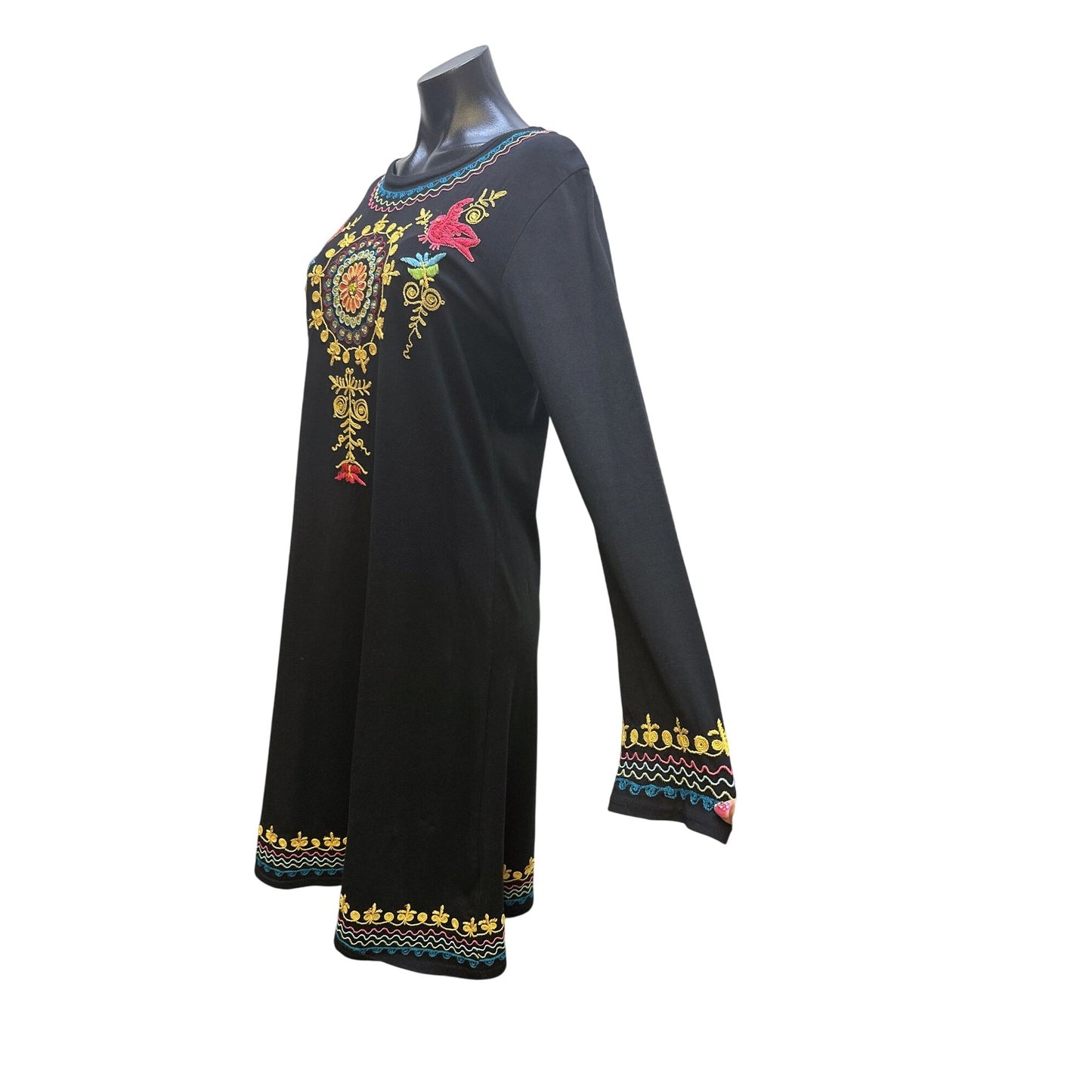 Double D Ranch Black Long Sleeve Embroidered Dress w/Floral accents