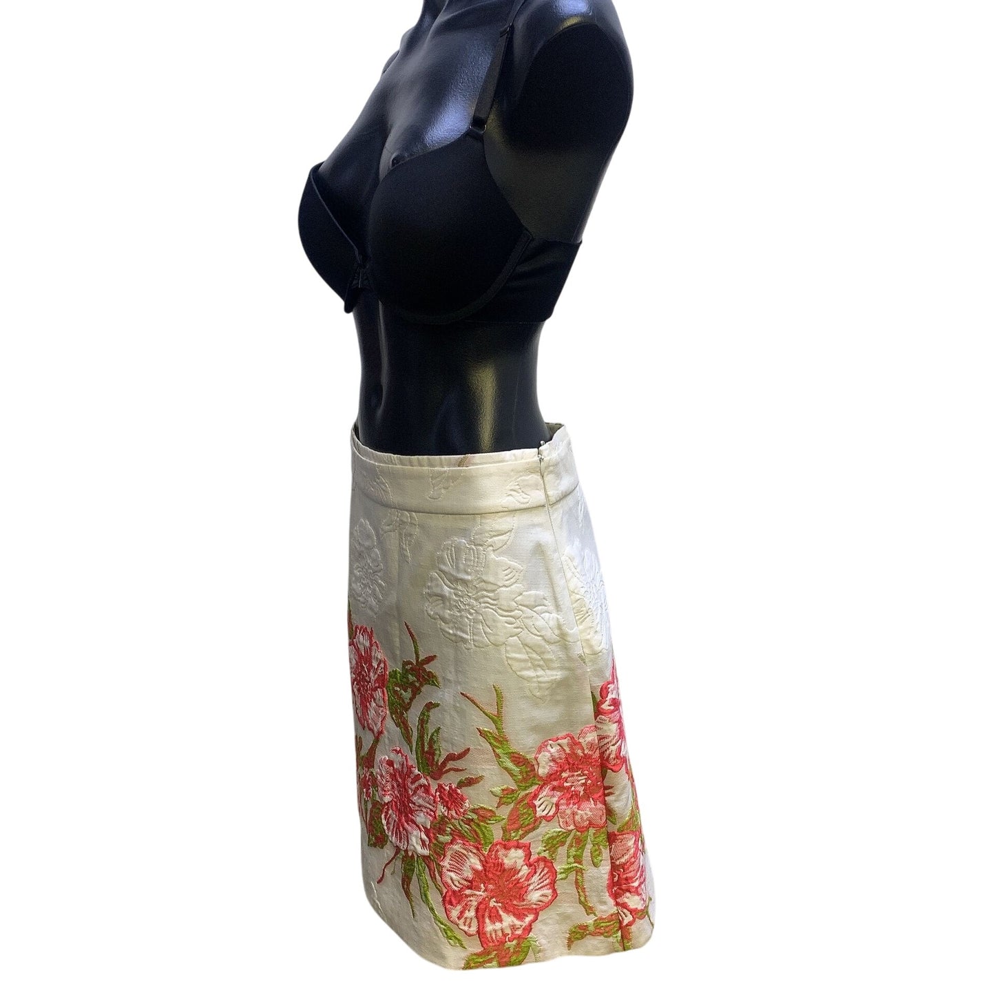 Blumarine Made In Italy Floral Embroidered Skirt White S