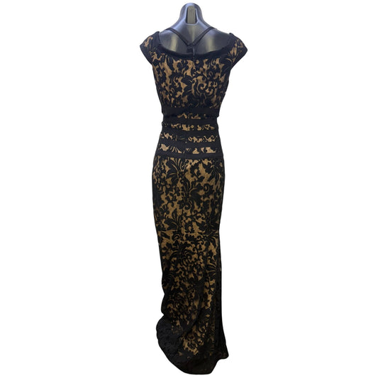 Tadashi Shoji Black & Nude Lace Gown Size 8