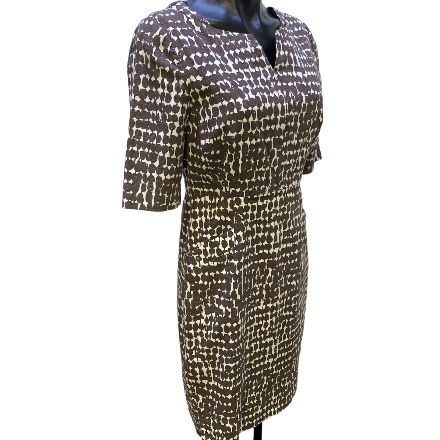 *L. K. Bennett Brown & White Short Sleeve Dress Size 6